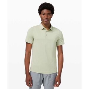 LULULEMON Men's Evolution Short Sleeve Polo Agile Stripe Green Fern White Size L